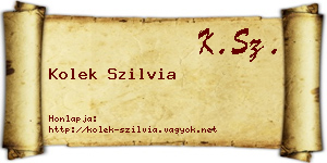 Kolek Szilvia névjegykártya